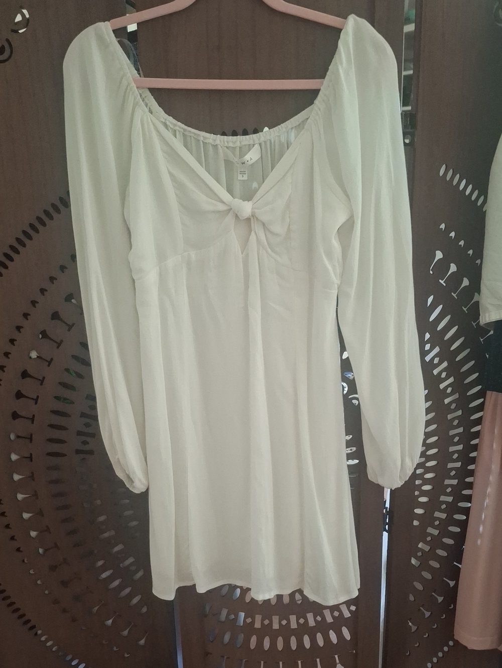 NWT Row A Nordstrom White Convertible Off-Shoulder Tie-Front Mini Dress Small